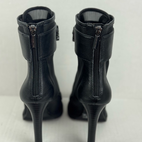 Karl Lagerfeld Women's US 7.5Blayze Black Mesh Ankle Pumps Peep Toes Shoes - Picture 6 of 12